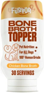 Furvor Chicken Bone Broth for Dogs - Collagen Protein Supplement for Digestion, Mobility, Coat, Immunity, Healthy Dog Food Topper, Meal Boost Gravy, Grain Free, USA 16 oz