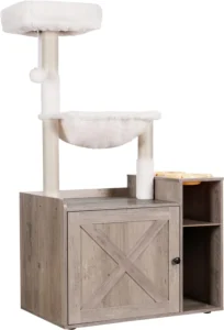 Hey-brother Cat Tree with XL Litter Box Enclosure: The Ultimate Cat Haven for Style and Comfort