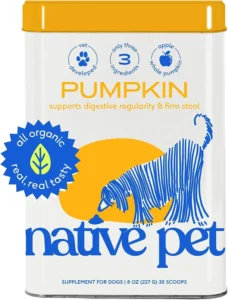Native Pet Organic Pumpkin for Dogs (8 oz) - All-Natural, Organic Fiber for Dogs - Mix with Water to Create Delicious Pumpkin Puree - Prevent Waste with a Canned Pumpkin Alternative! (8 oz)