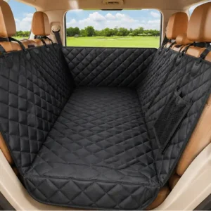dog car hammock with mesh window and seatbelt