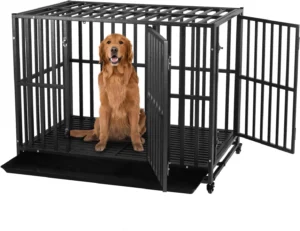 LUCKUP Heavy Duty Dog Crate-38 inch Large Metal Dog Cage: A Secure Haven for Your Furry Friend