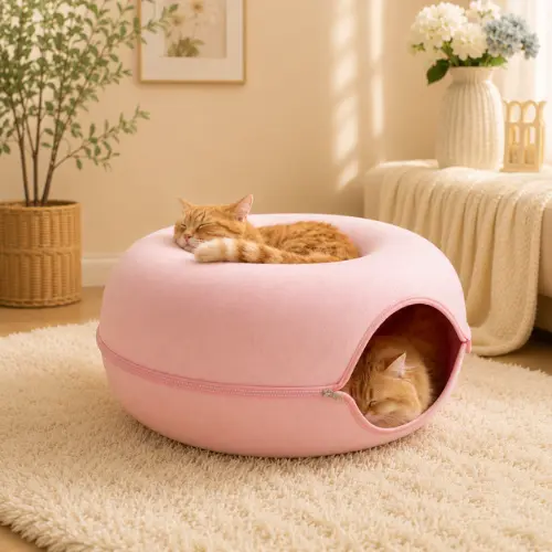 Peekaboo Cat Cave Donut bed and tunnel for large cats
