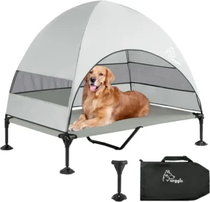 Upgraded Elevated Dog Bed with Canopy: The Perfect Resting Spot for Outdoor Adventures