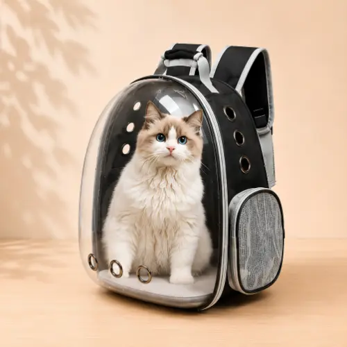 Vivicreate black cat backpack carrier with bubble window