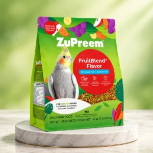 ZuPreem FruitBlend pellet bird food bag for cockatiels and conures