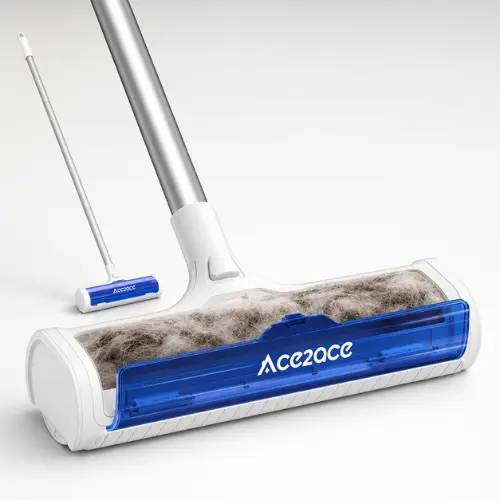 ACE2ACE A3 Pro carpet roller carpet hair remover in use on rug