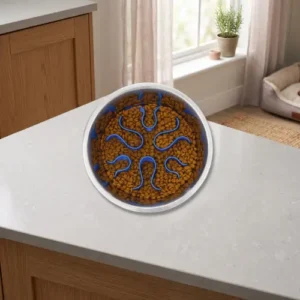 slow feeder bowl stainless steel maze design