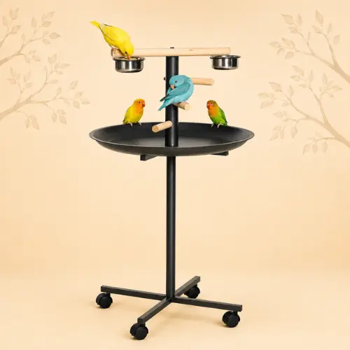 bird play stand portable parrot perch with wheels