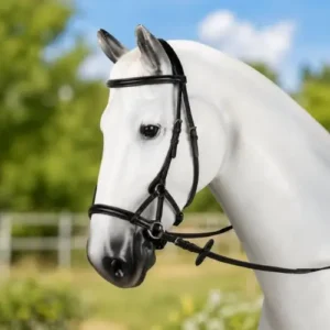 HORZE Denver black leather sidepull bitless bridle with web reins