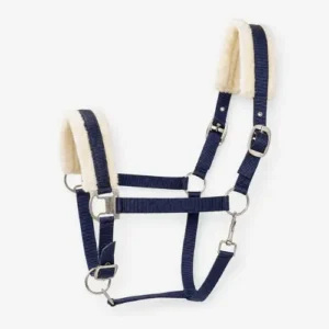 HORZE Howard fleece padded horse halter in peacoat dark blue