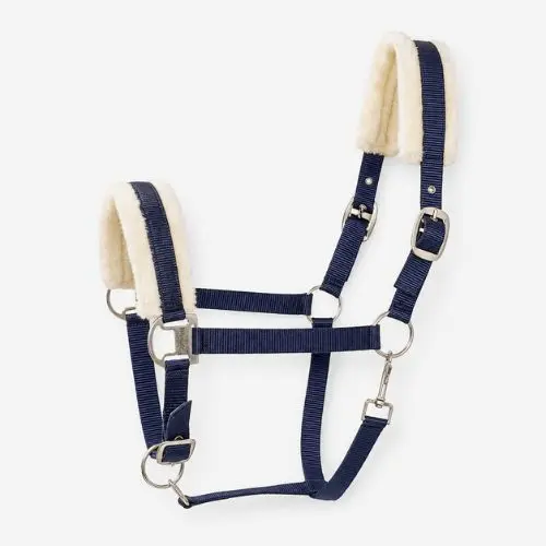 HORZE Howard fleece padded horse halter in peacoat dark blue